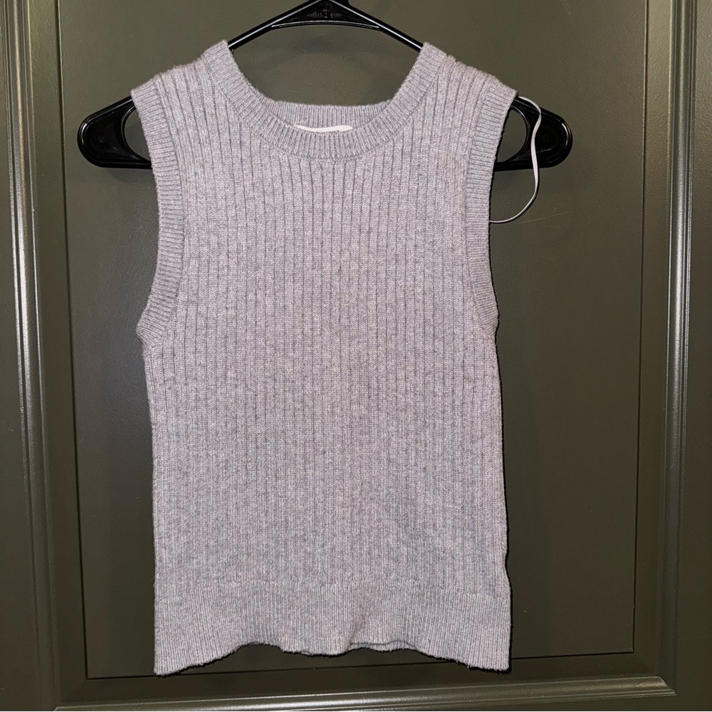 Steve Madden Women’s Ribbed Crewneck Crop Sweater Size Medium M Gray